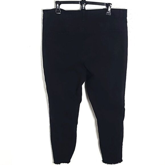 Blue Savvy Black Ripped Straight Leg Jeans, Fringe Hem, Size 20 - Picture 7 of 10